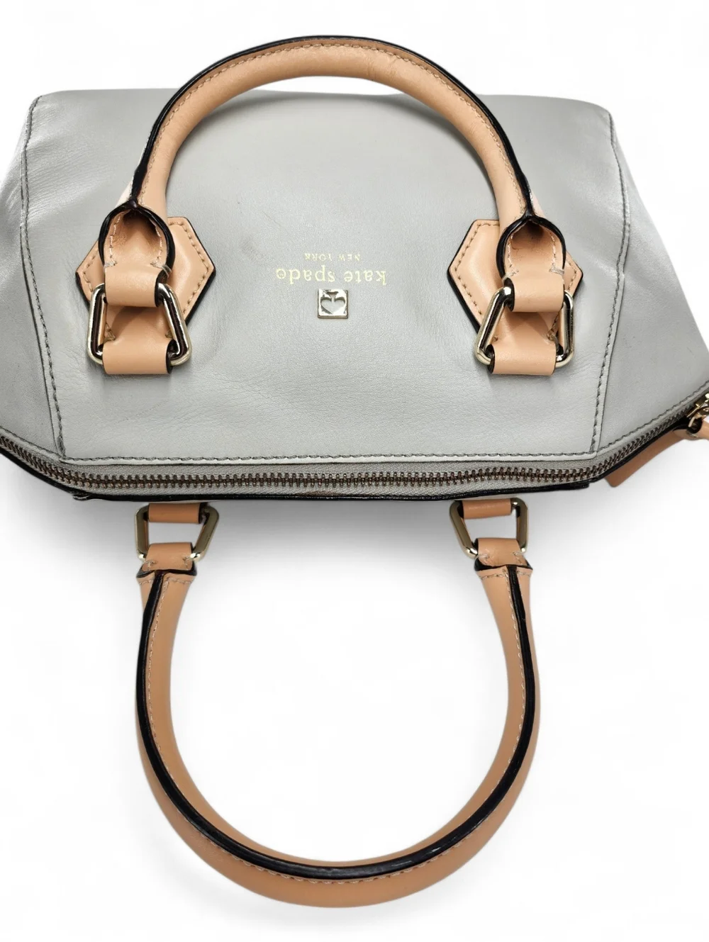 Kate Spade Parnell Street Mini Pippa Magnolia Light Smoke Grey & Tan Satchel